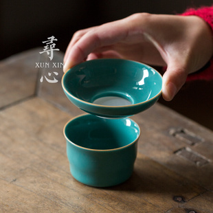 松石绿创意茶漏家用泡茶神器茶叶过滤网陶瓷茶隔茶道茶滤茶具配件