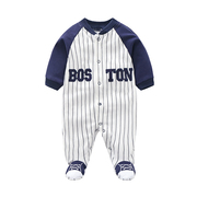 婴儿棒球服纯棉春夏秋装，0-1岁男宝宝长袖，哈衣新生儿衣外出服包脚
