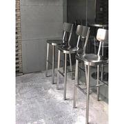 现代简约拉丝高脚椅子不锈钢酒吧吧台餐桌椅网红咖啡厅前台高脚凳