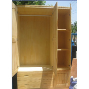 实木三门衣柜新西兰松木衣柜进口实木衣柜实木储物柜卧室衣柜