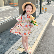 女童连衣裙夏装2024洋气短袖，儿童衬衫裙夏款宝宝韩系裙子夏季