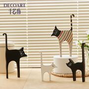 办公桌好物黑猫咪创意木质高颜值装饰木雕桌面专用高档家居饰品洋