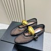 高定2023欧美金属皮带扣网纱玛丽珍单鞋，女平底舒适芭蕾跳舞鞋