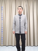 男长袖T恤翻领 灰色条纹 棉聚酯锦纶氨纶弹力 普洛克23秋 针织衫