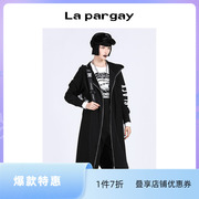 lapargay纳帕佳2023针织外套，中长款宽松显瘦不规则连帽风衣女