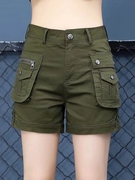 迷彩短裤女士夏季高腰，休闲裤军绿大码薄款百搭直筒，工装裤子
