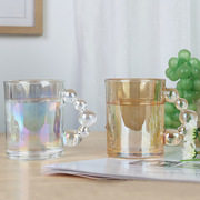 珍珠把手玻璃水杯创意公家用小众喝水杯子小赠送福利品