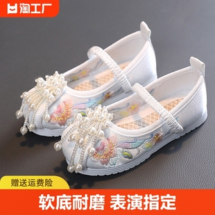 汉服绣花鞋女童老北京手工布鞋中国风舞蹈鞋春秋古装刺绣童鞋