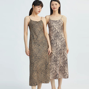 商场同款夏季时尚修身中长款无袖，豹纹吊带背心裙女连衣裙a500165