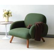 北欧羊绒单人沙发椅软包墨绿色休闲椅懒人客厅双人布艺沙发定制