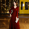 红色敬酒服新娘2022冬季长袖，平时可穿红色法式轻奢主持礼服女