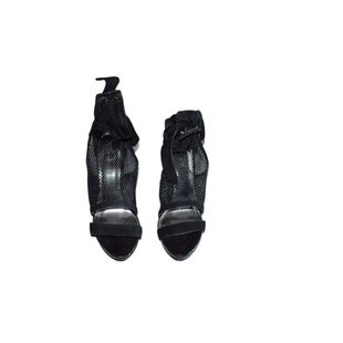 网布磨砂羊皮高跟纯色露趾防水台扣带时尚凉鞋21301025