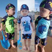 儿童泳衣男童泳装套装，中大童分体速干宝宝，婴幼儿圆领可爱卡通泳衣