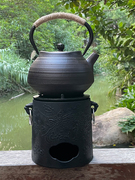 元宝铁壶南部铁器日式铸铁茶具纯手工，烧水壶螺纹，壶布袋平叽纹茶壶