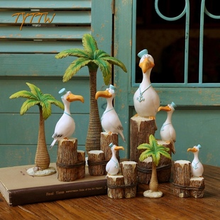 童话创意阳光沙滩椰树海鸥家居装饰摆件幼儿园儿童房花园造景饰品