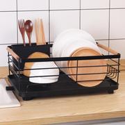 厨房用品置物收纳架家用黑色，单层碗碟架子置物架铁艺沥水碗架