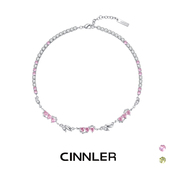 CINNLER甜心斑斓系列爱心多宝石拼接满钻设计锁骨链