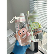 水杯女生夏季运动水瓶大容量高颜值学生水壶便携刻度塑料吸管杯子