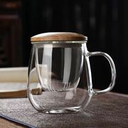 高硼硅玻璃水杯耐热无铅花茶杯办公室水杯带盖过滤茶水分离泡茶杯