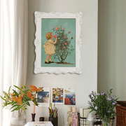 法式轻奢木框画美式高端装饰画小众复古艺术沙发背景墙面挂画