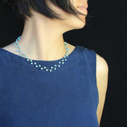 素元绿松石短款项链锁骨颈链，手工女韩国时尚，首饰饰品毛衣链