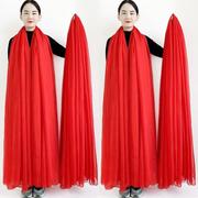 大红色丝巾女冬款保暖围巾披肩3米百搭长款纱巾夏季防晒红沙滩巾