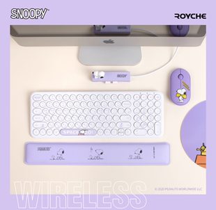 snoopy史努比白色无线键盘笔记本台式机便携式可爱卡通鼠标小清新