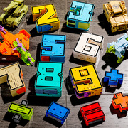 数字合体变形玩具恐龙机器人男孩金刚汽车益智5积木4字母6岁儿童3