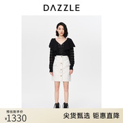 dazzle地素奥莱针织开衫春秋装，肌理感针织荷叶领毛衫外套女