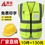 反光背心安全服骑行施工反光衣交通，环卫工作服美团荧光黄马甲(黄马甲)印字