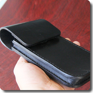 硬牛皮手机包头层植鞣皮定型腰包大屏智能机腰带包纯手工缝制