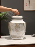 定制新中式陶瓷米缸米桶20斤装家用厨房收纳盒带盖密封米粉储物罐