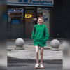 WinnieTang运动卫衣套装 绿美式两件套 纯棉宽松休闲风上衣短裤