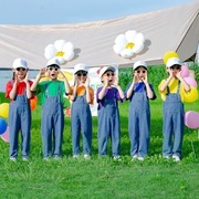 六一童女童牛仔背带短裤套装夏季幼儿园毕业班服儿童合唱演出服