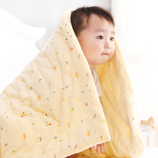 婴儿纯棉盖毯 宝宝手工棉花加厚盖被 新生儿抱毯子午睡小被子秋冬