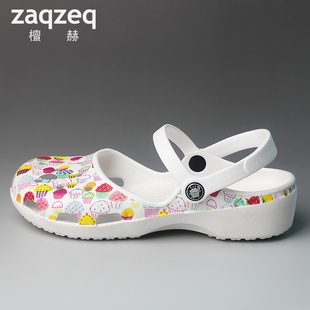 ZaqZeq/檀赫手术室拖鞋护士凉鞋洞洞鞋女花园鞋印花孕妇鞋休闲鞋