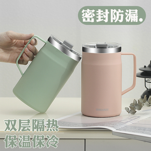 不锈钢马克杯带盖带勺子办公室男女喝水杯高颜值咖啡杯泡茶杯茶缸