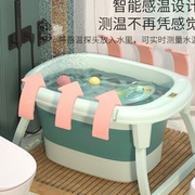 婴儿洗澡盆宝宝泡澡桶可坐躺儿童浴盆家用折叠浴桶加厚小孩洗澡桶