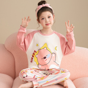 儿童睡衣长袖长裤女孩秋季纯棉家居服母女装可爱Loopy套装女童秋