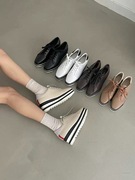 韩国东大门女鞋23春季新soyou欧美大牌坡跟高跟条纹真皮单鞋