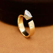 GIA水滴50分开口钻石戒指设计师18K金镶嵌珠宝真金真钻