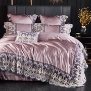 高端欧式纯色贡缎，蕾丝多件套，奢华家居卧室床上用品四件套1.8