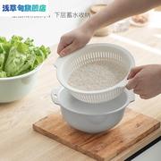 米篮洗菜盆沥水筐，双层沥水盆米神器家用厨房，洗水果盆蔬菜篮子