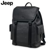 jeep男包双肩包真皮(包真皮，)商务休闲旅行包，男时尚简约大容量青年电脑背包