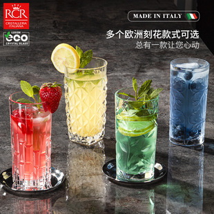 意大利进口rcr无铅水晶刻花玻璃杯，家用水杯泡绿茶杯，圆形果汁杯