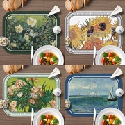 梵高油画美式创意皮革餐桌垫西餐垫小餐垫防水防油隔热防烫餐盘碗
