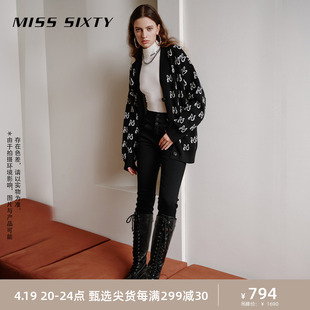Miss Sixty2023冬季复合牛仔裤女三环高腰修身保暖铅笔裤显瘦