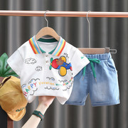 宝宝夏装男童套装1-3岁2023帅气4儿童短袖婴儿，夏季洋气小童装
