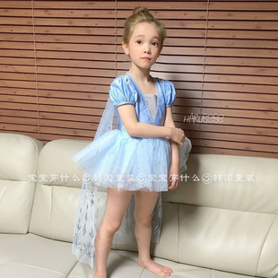 宝宝穿什么韩国进口女童夏季艾莎公主裙elsa连衣裙纱裙芭蕾舞蹈裙