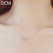 dcms925纯银项链女时尚，韩版特色流苏锁骨，链叶子吊坠女款学生银